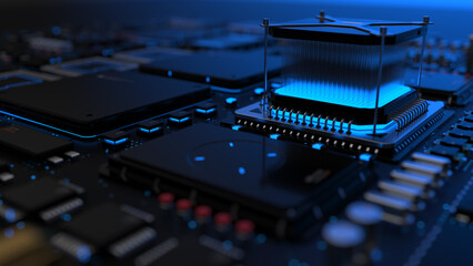 Wall Mural - components of computing power on a chip . the concept of next-generation computer technology