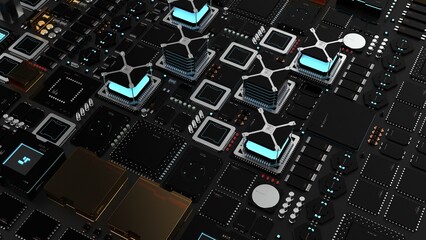 components of quantum computer parts . next generation computer technology concept