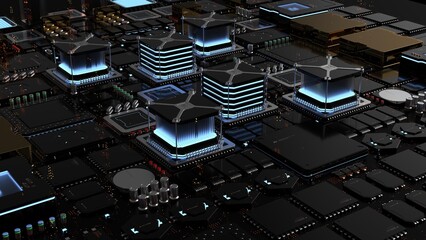 components of quantum computer parts . next generation computer technology concept