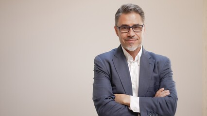 middle age businessman in business casual. entrepreneur in jacket. mid adult, mature age man, happy 