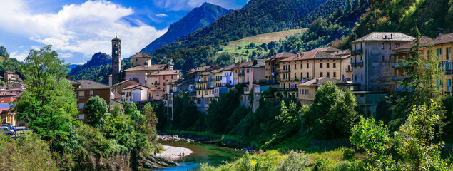 Italy's most beautiful villages - San Giovanni Bianco situated on river Brembo and surrounded by Alps mountains,  Bergamo province