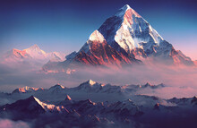 Sunset Over The Everest  Digital Art