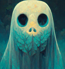 Wall Mural - scary ghost Halloween background digital art
