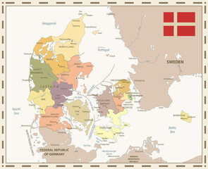 Wall Mural - Denmark vintage color map