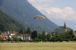 Paragliding in Interlaken, Switzerland. Interlaken is famous resort in paragliding flights.	