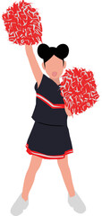 Faceless Female Cheerleader with Pompoms over White  vector Illustration