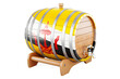 Wooden barrel with Bruneian flag, 3D rendering
