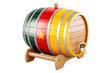 Wooden barrel with Cameroonian flag, 3D rendering