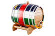 Wooden barrel with Central African Republic flag, 3D rendering