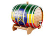 Wooden barrel with Ethiopian flag, 3D rendering