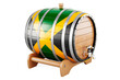 Wooden barrel with Jamaican flag, 3D rendering