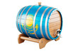 Wooden barrel with Kazakh flag, 3D rendering