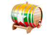 Wooden barrel with Myanmar flag, 3D rendering