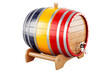 Wooden barrel with Romanian flag, 3D rendering