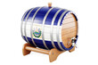 Wooden barrel with Salvadoran flag, 3D rendering