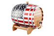Wooden barrel with the United States flag, 3D rendering