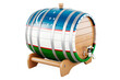 Wooden barrel with Uzbek flag, 3D rendering