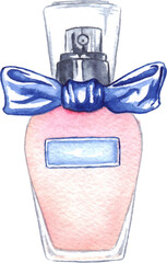 Wall Mural - Watercolor women's perfume bottle eau de parfum isolated