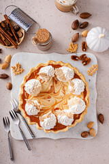 Wall Mural - Pumpkin cheesecake swirl pie topped with whipped cream