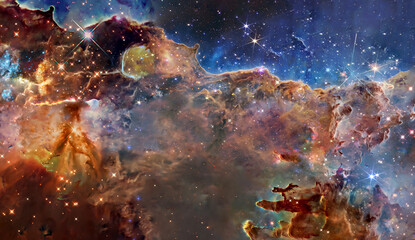 Wall Mural - somewhere in extreme deep space far galaxies and stardust. science fiction background. elements of t