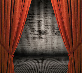 Wall Mural - old interior with curtains