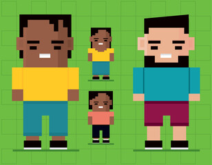 Sticker - set of people pixel 8 bits