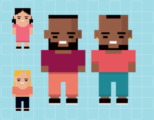 Poster - people pixel 8 bits, icon collection