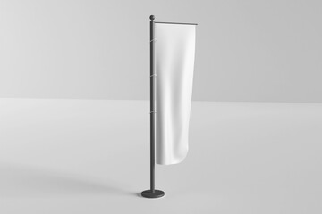 Wall Mural - Blank white flying banner display mockup, isolated, 3d rendering