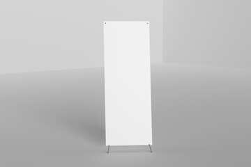 Wall Mural - Blank white x banner display mockup, isolated, 3d rendering