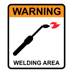 Sticker - Welding danger technology icon, metal tool equipment symbol, safe weld vector illustration