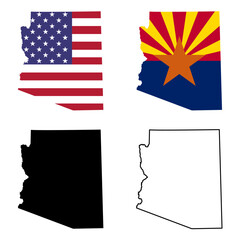 Set of Arizona map shape, united states of america. Flat concept icon symbol vector illustration