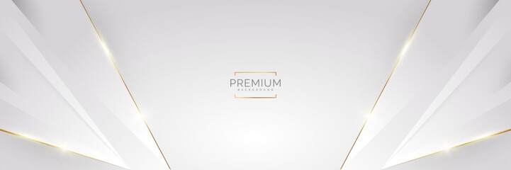 luxury white and gold background with golden lines and paper cut style. premium gray and gold backgr