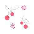 Abstract cherry drawing. For the cover, invitation, banner, brochure, poster, postcard, flyer.