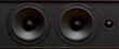 © Oleg Kozlovskiy - Black speaker system speakers close-up. Wide format for a banner, macro shot