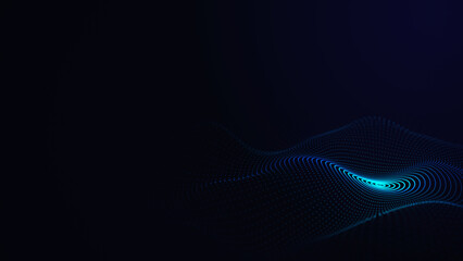 Wall Mural - futuristic dark background. the ripple effect of a web of blue dots. big data. illustration of techn