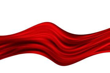 Wall Mural - Abstract red flying waves from silk or satin fabric on a white background for a grand opening ceremony, awards, presentation.