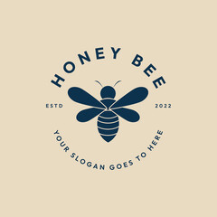 honey bee vintage logo, icon and symbol, vector illustration design