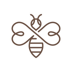 Wall Mural - Honey bee line vector icon. Simple outlined symbol.