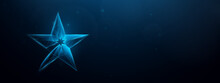 The Blue Star Is Made From A Low Polygon Model. Vector Illustration