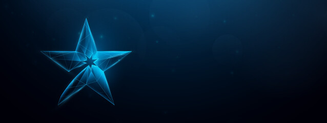 Leinwandbilder - The blue star is made from a Low polygon model. Vector illustration