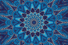 Abstract Blue Kaleidoscope Background Beautiful Mandala Texture Unique Kaleidoscope Design
