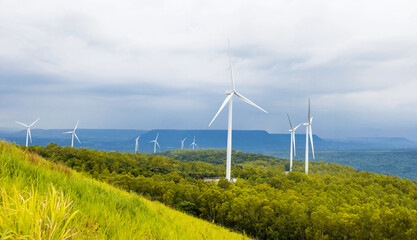 Wall Mural - concept clean energy power in nature and wind turbine
