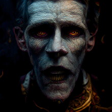 Vampire  Monster Creature Portrait 3D Illustration With Dramatic Lighting In A Front Position Reflecting The Cultural Heritage Of Another World