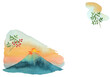 水彩絵の具で描いた富士山の初日の出シリーズ