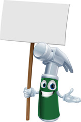 Poster - Hammer mascot holding sign