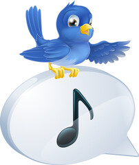 Sticker - Bluebird musical note speech bubble