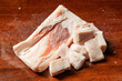 Fresh pork suet on chopping board