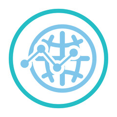 Sticker - Analytics, globe, network, statistics icon