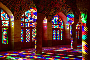 Nasir Ol Molk Mosque known also as Pink Mosque, in Shiraz, Iran