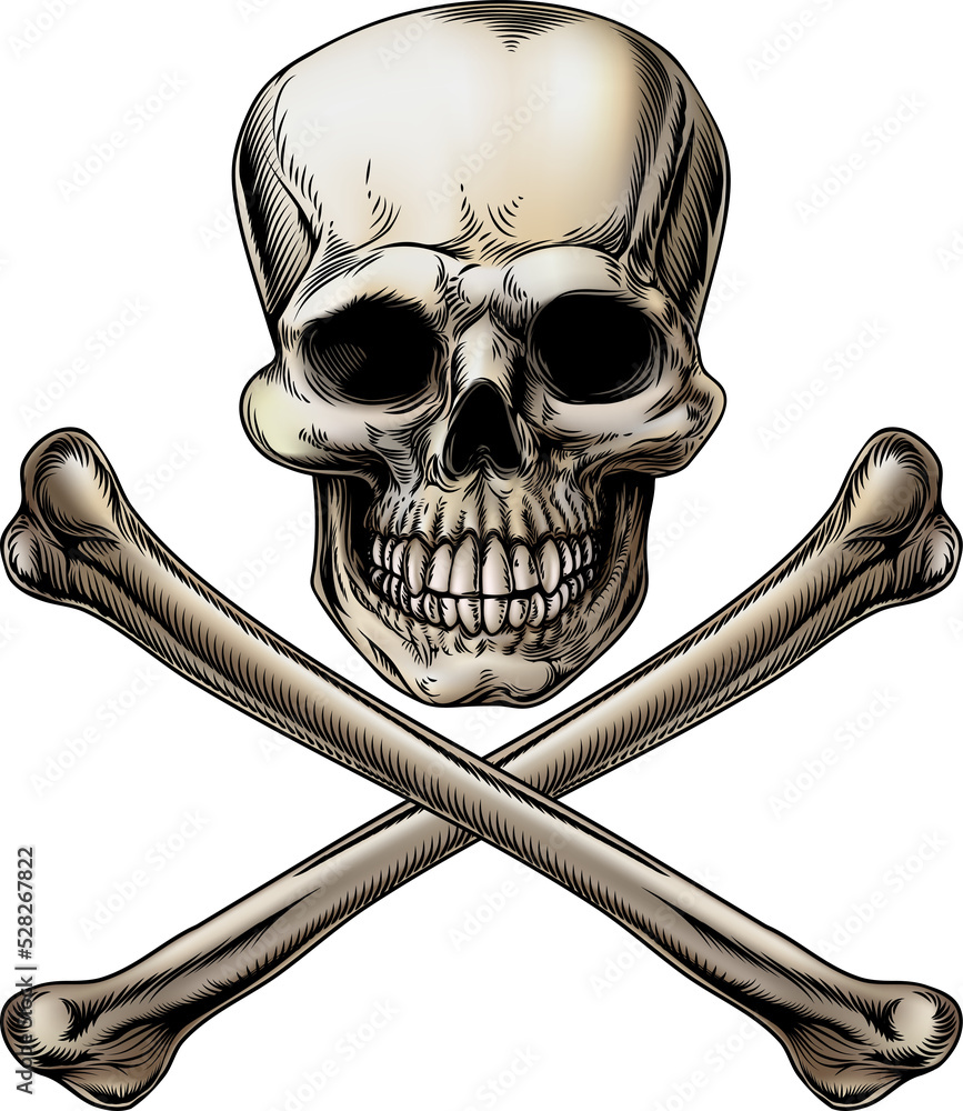 Jolly Roger Skull and Crossbones Sign Stock Illustration | Adobe Stock
